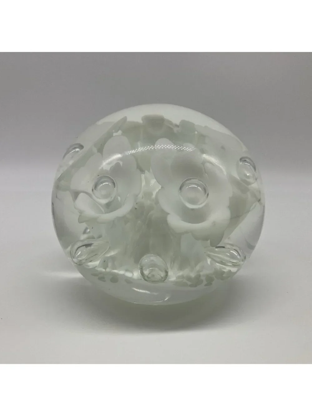 1996 L.H. Bayley Glass Floral Paperweight 3” Signed - W17